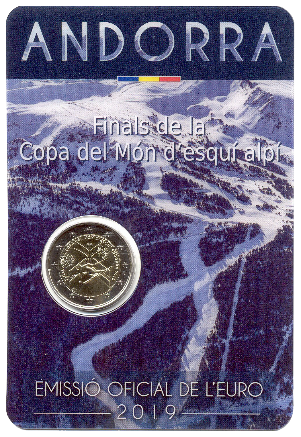 2 euros conmemorativa Finales de la Copa del Mundo de esquí alpino Año 2019